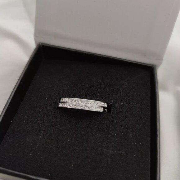 Cate & Chloe Bianca Hoop Earrings 18k White Gold Plated, Swarovski Crystal 25mm - Picture 4 of 8